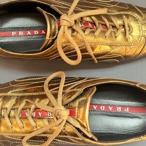 Prada Gold Sport Trainers | Women 38.5